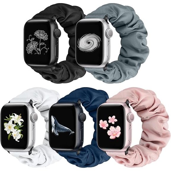 Scrunchie Solo Loop Watch Bands Compatible for Apple Watch Band 38mm 40mm 41mm 42mm 44mm 45mm 46mm 49mm Soft Stretchy Women Elastic Strap for iWatch Series 11 10 9 8 7 6 5 4 SE Ultra 3 2 1