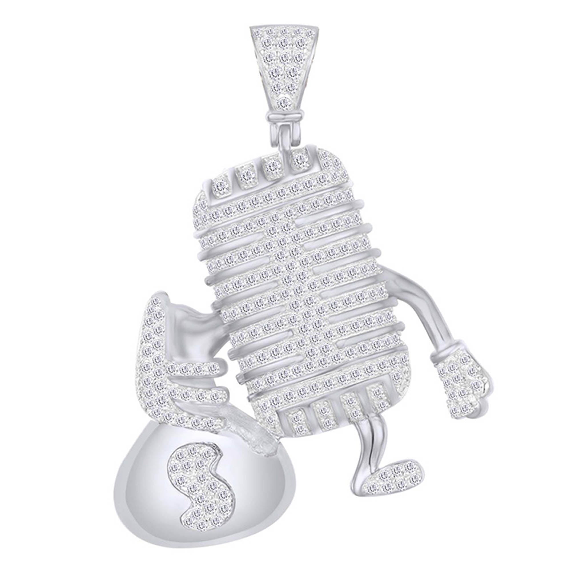 Pendants Arts and Theater Charms 14K Two-Tone Gold Microphone Charm Pendant