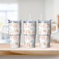 thumbnail image 2 of 20oz Insulated Coffee Travel Mug with Lids and Straws, Bohemian Stainless Steel Tumbler, Double Wall Vacuum Leakproof Boho Design, 2 of 5