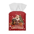 thumbnail image 2 of POLERO Tissue Box Cover Square, Christmas Santa Dachshund PU Leather Tissue Box Holder Waterproof ,Decorative Facial Organizer for Bathroom, Vanity Countertop, Car, 2 of 7