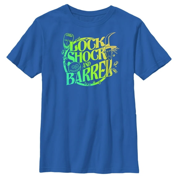 Boy's The Nightmare Before Christmas Lock, Shock, and Barrel Neon Circle  Graphic Tee Royal Blue X Large