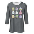 thumbnail image 4 of Xixinqiwan Happy Easter T Shirts for Women,Women Plus Size Bunny Eggs Crew Neck Graphic Tshirts Elbow 3/4 Sleeve Happy Easter Casual Festival T Shirts, 4 of 5
