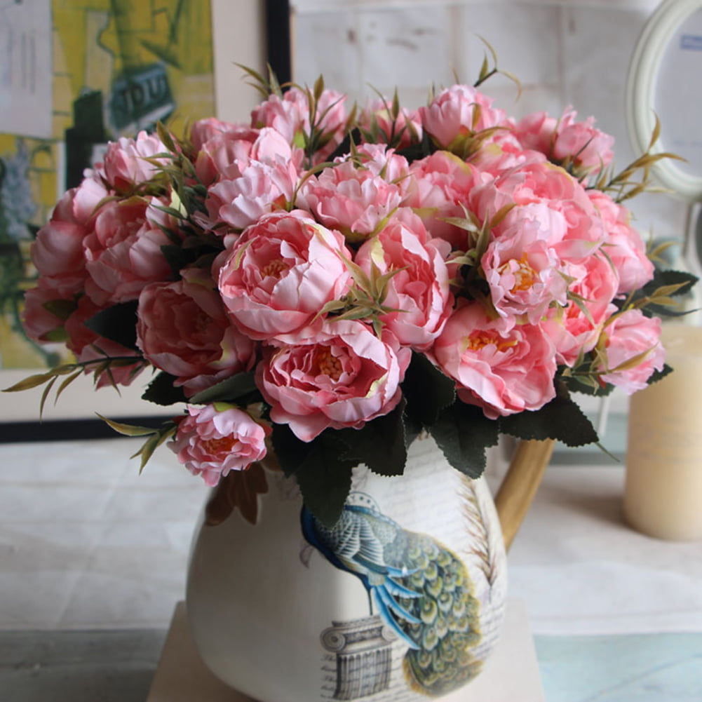 Bridal Bouquet Home Decor Silk Peony Artificial Flower Heads Simulation Floral 