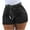 Black, variant on WIZUTIZ Denim Shorts Women Rolled Hem Belt High Rise Shorts Solid with Pockets Button Zipper Denim Shorts Slim Stylish Relaxed Sports Jeans Shorts for Ladies Stretchy Party Black