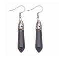 thumbnail image 1 of Nvzi Pendientes para hombre y mujer, pendientes de acero inoxidable con colgante hexagonal de una sola punta de cristal de piedra natural (azul oscuro), 1 of 5