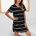 thumbnail image 2 of Women's Nightgown Striped T-shirt Round Neck Pajamas Plus Size Loungewear, 2 of 5