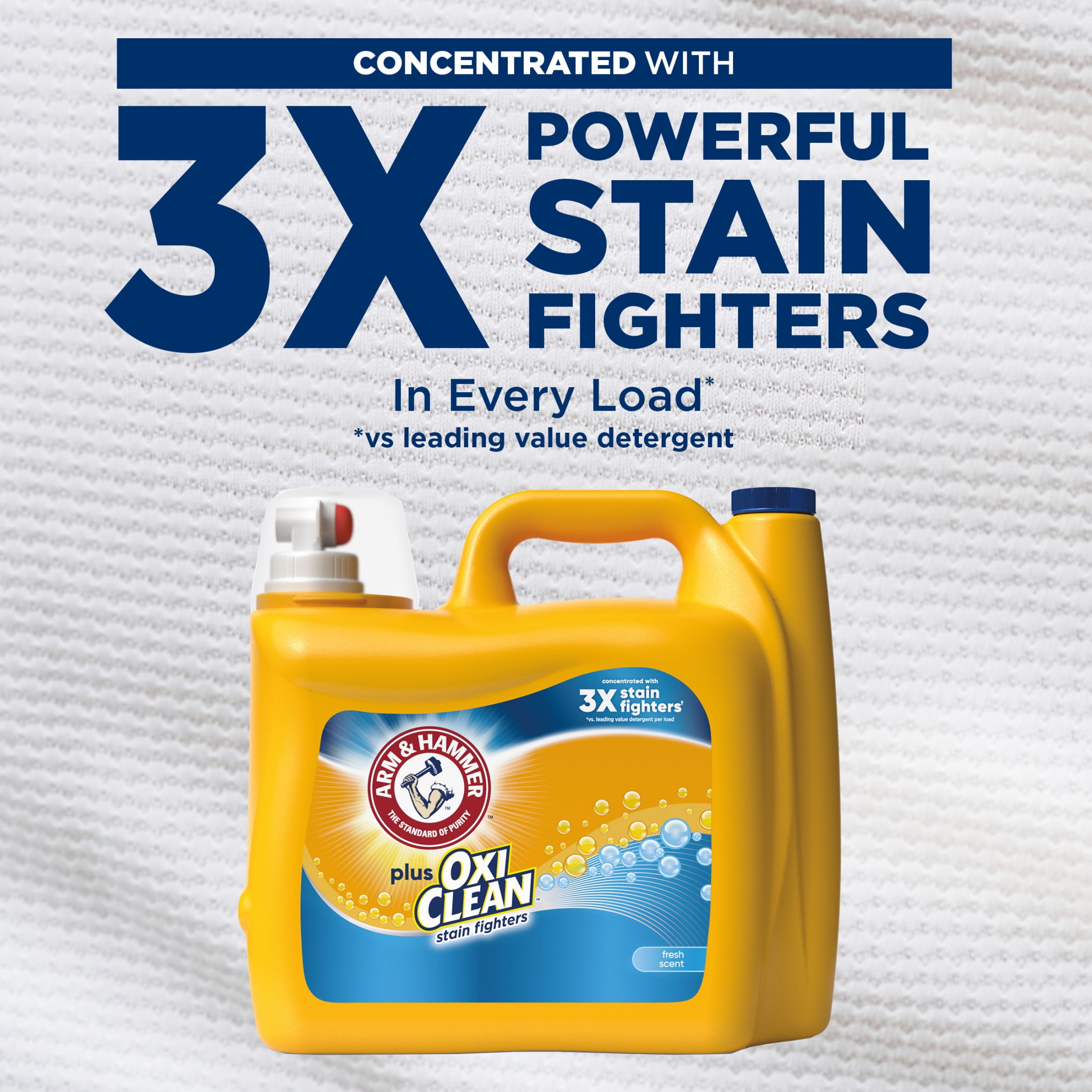 ARM & HAMMER Plus OxiClean Stain Fighters Liquid Laundry Detergent, Fresh Scent,  128 Loads