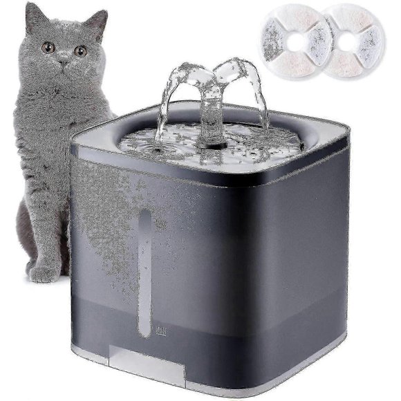 Cat Dog Water Fountain With Water Level Window Super Quiet European Standard (gray )