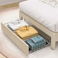thumbnail image 6 of VECELO Upholstered Platform Bed Frame with Storage Drawers, Twin Size Bed Frame with Adjustable Headboard, No Box Spring Needed, Beige, 6 of 7