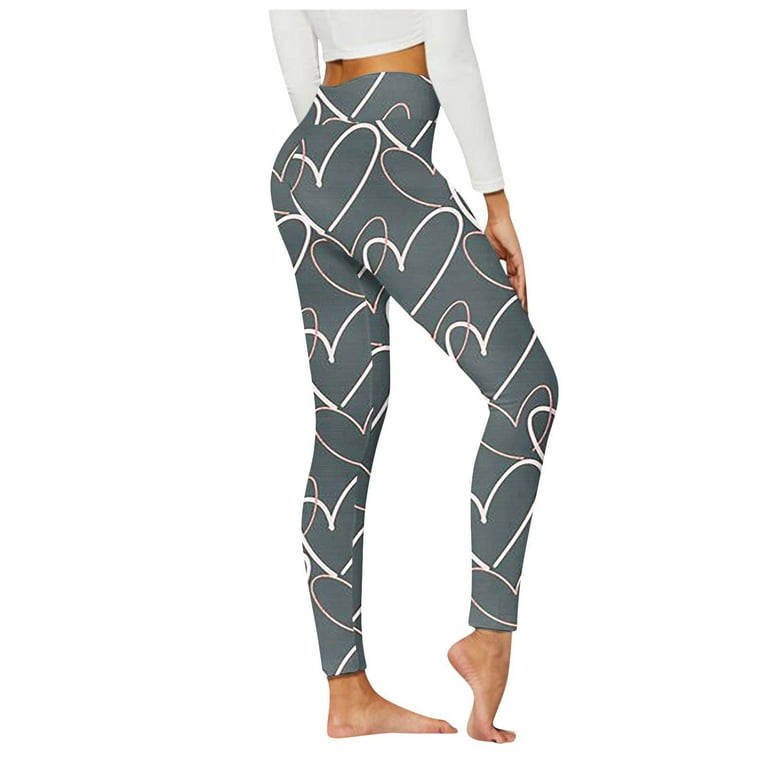 Yoga Pants Plus Size Casual Printing Heart Shape Pattern High Rise