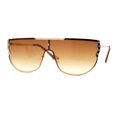 thumbnail image 1 of Womens Rhinestone Trim Flat Top Exposed Lens Metal Sunglasses Gold Brown, 1 of 4