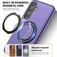 thumbnail image 2 of Allytechgroup Magnetic Case for Samsung Galaxy S22, Built-in Invisible 360° Rotatable Kickstand, Compatible with MagSafe, PU Leather Slim Shockproof Protective Phone Case Cover, Purple, 2 of 6