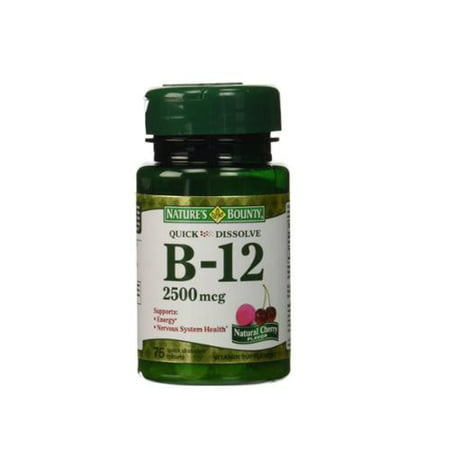 Nature's Bounty La vitamine B12 sublinguale 2500 mcg comprimés, Cerisier naturel 75 ch (Lot de 4)
