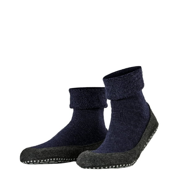 FALKE Men's Cosyshoe Slipper Socks, Cozy Warm, Merino Wool, Thick House Socks for Winter and Fall, Grips On Sole, Blue (Dark Blue 6680), 5-6, 1 Pair