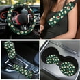 thumbnail image 3 of Yuyamidu Daisy Car Seat Cover Set of 15 Ladybug Car Carpet Mats Steering Wheel Cover Seatbelt Cushion Pad Gear Shift Knob Cover Set Cup Holder, Green, 3 of 6