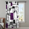 thumbnail image 4 of Purple Geometric Sheer Curtains 63 Inches Long, Black Grey Abstract Striped Modern Art Light Filering Curtains, Breathable Simi Curtain Privacy Drapes for Living Room Bedroom Window Treatment, 4 of 9