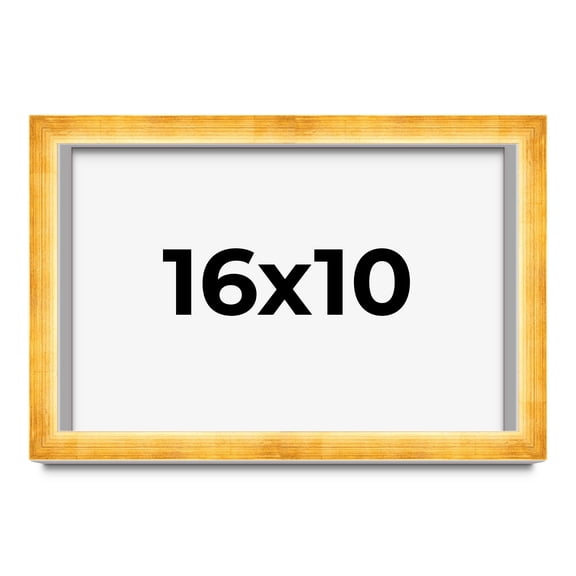 16x10 Shadow Box Frame Gold | 1.625 Inches Deep Real Wood Traditional Shadowbox Display Frame | UV