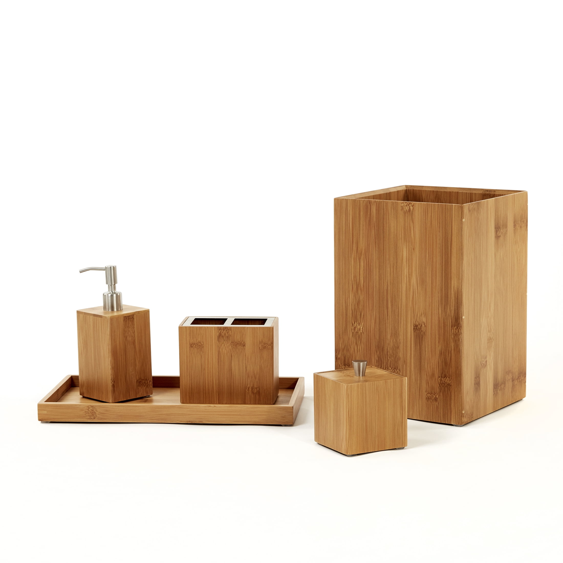 Seville Classics 5 Wooden Bath Accessories Sets, Brown -