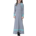 thumbnail image 4 of Girls Long Sleeve Crew Neck Dress, Solid Color Maxi Dress for Kids, Comfortable Everyday Casual Wear, Loose Fit Stretchy Dress for School and Play Grey M, 4 of 8