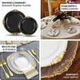 thumbnail image 4 of Efavormart 10 Pack | Black/Gold Baroque 8" Round Plastic Dessert Salad Plates, Disposable Tableware with Leaf Embossed Gold Rim, 4 of 11