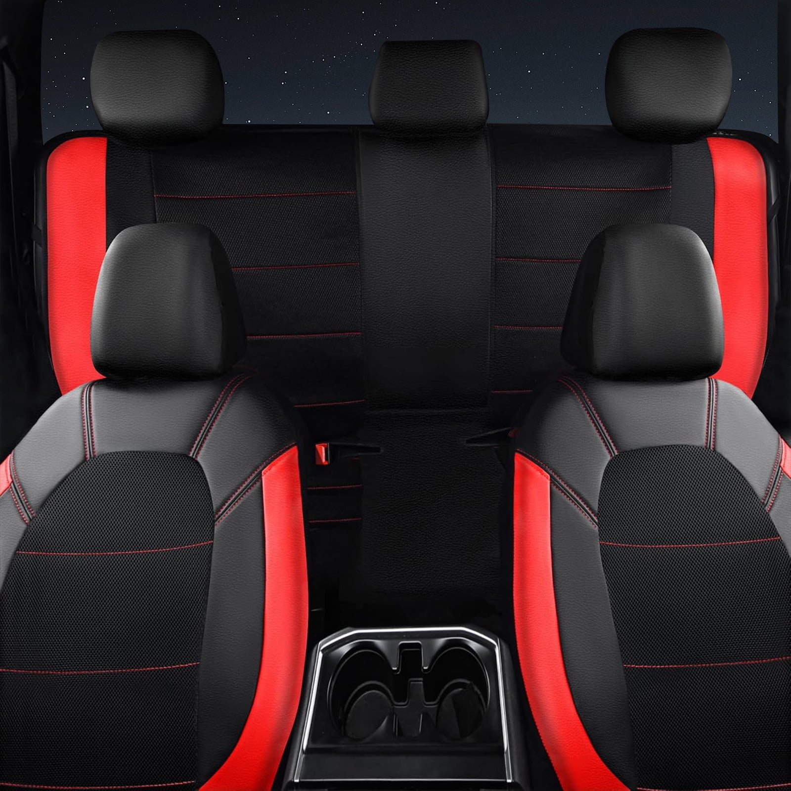 CAR GRAND Leather car seat covers air mesh breathable universal fit airbag compatible car, SUV, truck and van