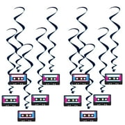 Beistle 10 Piece PriNst 80's Theme Cassette Tape Swirls, 1980's Retro Hanging Whirl Decorations