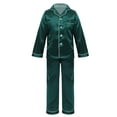 thumbnail image 2 of Aislor Kids Girls Boys Sleepwear Suit Silk Lapel Long Sleeve Pocket Button Top with Pants, 2 of 7