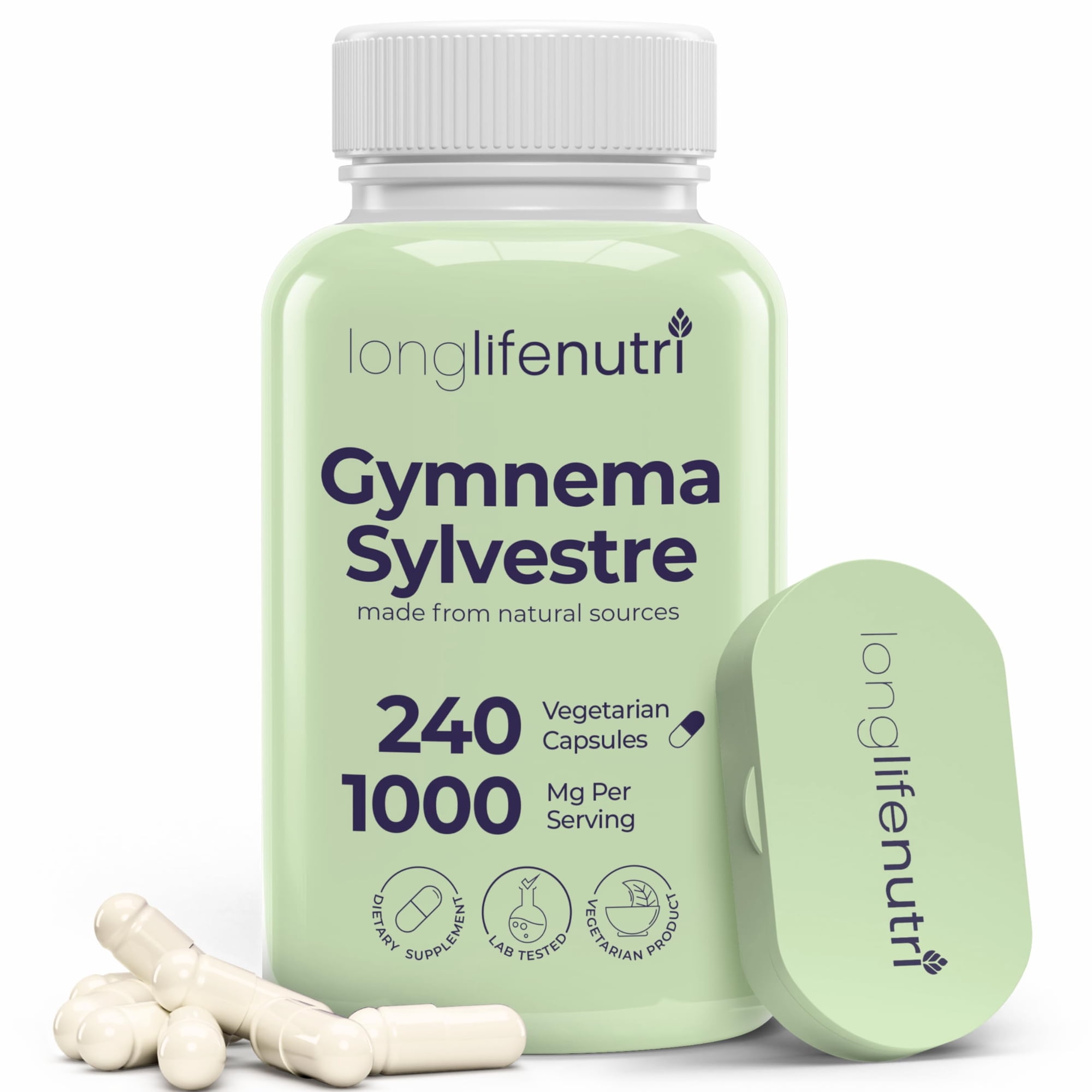 LongLifeNutri Gymnema Sylvestre 1000mg - Organic 20:1 Leaf Extract, 240 Vegetarian Capsules, 4-Month Supply, Herbal Supplement for Gut Health, GMP Certified, Made in USA