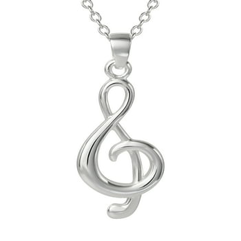 Hallmark Jewelry Sterling Silver Treble Clef Pendant Necklace, 18 Chain