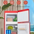 thumbnail image 4 of KUBEAUTY Red Dual Zone Refrigerator with LED Lighting  Adjustable Shelves  and Silver Handles - 4.5 cu. ft.  3.3 + 1.2 cu. ft.  7 Temperature Settings  45 dB  Compact Size of 16.69” x 17., 4 of 9