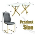 thumbnail image 3 of StnTalk Modern Dining Table Set for 6, 71" Glass Dining Table Top and Gold Metal Table Legs, Rectangle Dining Tables with 6 Gray Upholstered Dining Chairs for Dining Room and Kitchen., 3 of 8