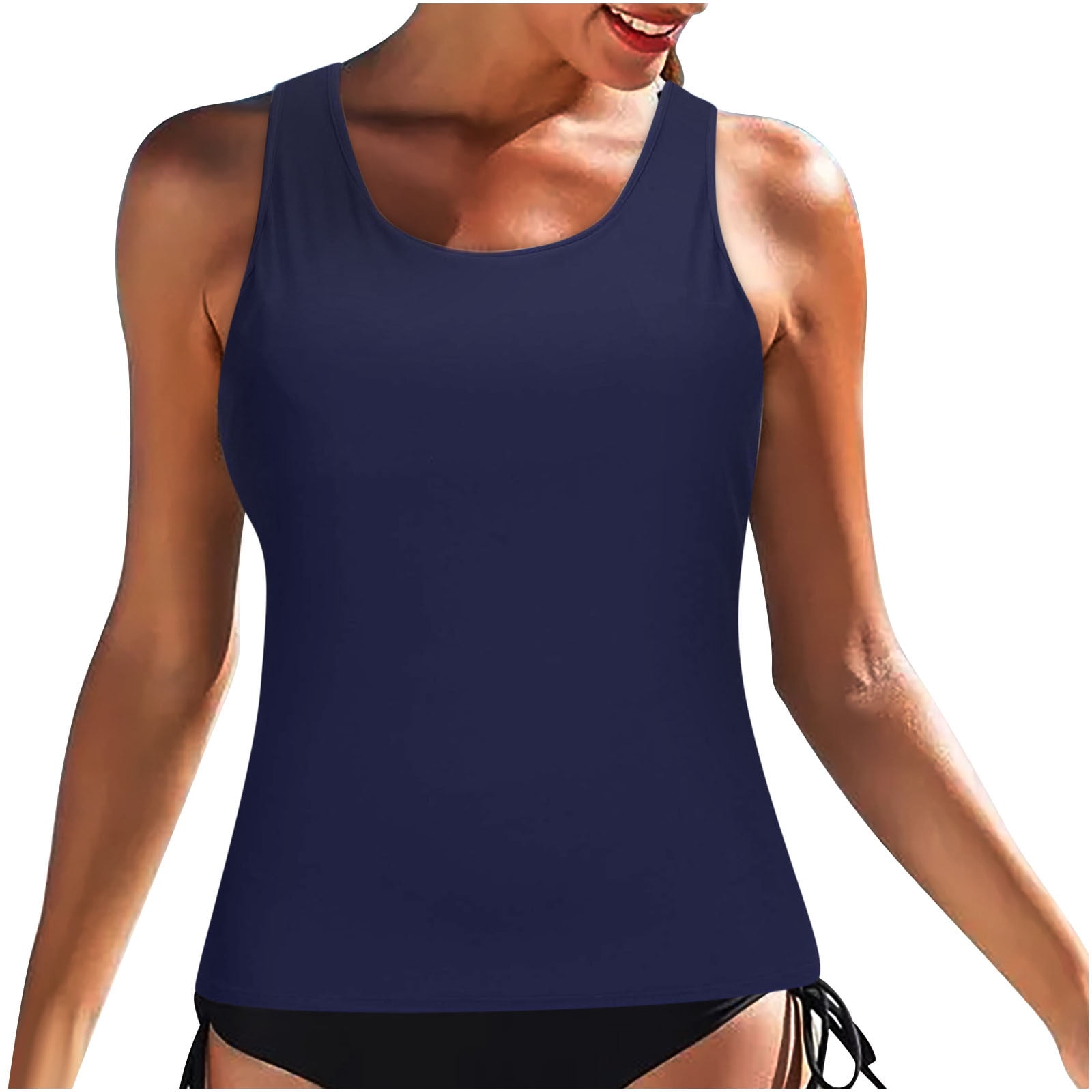 Swimsuits for Women Trendy Print Racerback Sleeveless Tankini Top ...