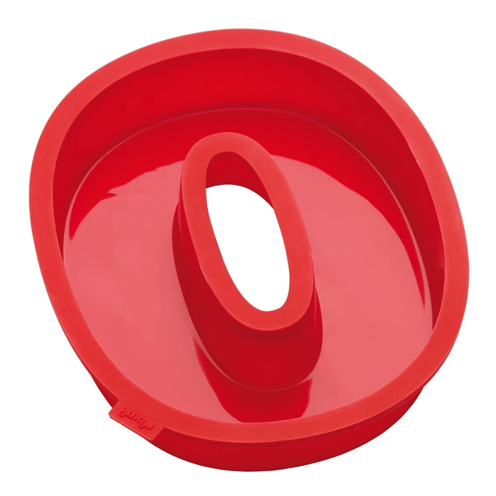 Lékué Red Silicone Number Zero Shaped 7 Cup Cake Mold