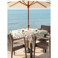 thumbnail image 2 of Outdoor Tablecloth with Umbrella Hole and Zipper, Pink Purple Flower Square Table Cloth 60x60 Inch Waterproof Tablecloth, Spring Vintage Country Floral Leaf Plant Picnic Table Cover for Patio Camping, 2 of 7