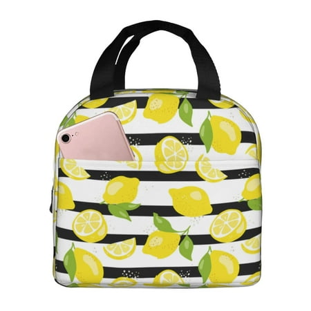 Insulated Lunch Bag for Women Men - Lemon print stride Leakproof Cooler Lunch Box for Women Men  Lunch Tote Bags for Work School Picnic Travel