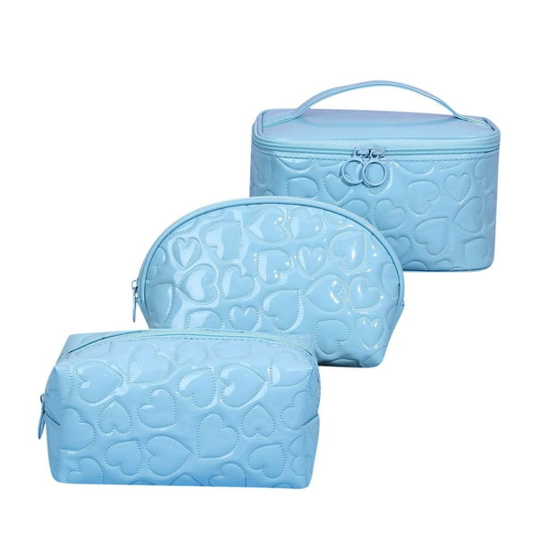 Yhmxh Organizadores y almacenamiento Juego de 3 neceseres de maquillaje para mujer, de piel lavable, para viaje, con cremallera, organizador, regalo Almacenamiento de ducha Almacenamiento de juguetes