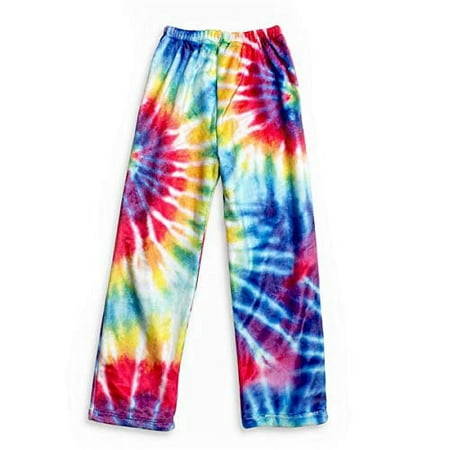 TOP TRENZ Rainbow Tie Dye Primary Pastel Comfy Fuzzy Loungepants (6/6x)