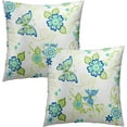 thumbnail image 2 of Blue Green Butterfly Pillow Cover 18x18 Inch Green Floral Decorative Pillow Cases Colorful Flower Outdoor Accent Throw Pillows for Home Bedroom Living Room Sofa Square Cushion Cover, Set of 2, 2 of 6