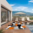 thumbnail image 2 of Burnt Orange Black Geometric Outdoor Rug 4x6 Ft, Non Slip Washable Area Rug, Modern Abstract Art Block Patio Rugs Carpet Runner, Large Floor Mat for Indoor/Outdoor Deck Porch Camping, 2 of 8