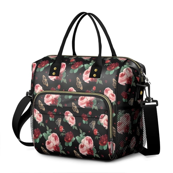 Pioneer Flower Floral Print Pattern Womens Lunch Box for Work,Insulated Large Lunch Bag for Tween and Teen,Loncheras Para Mujer,Leakproof Adult Lunch Bag for Work,Beach,Travel,Picnic,Camping