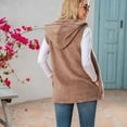 thumbnail image 3 of Defitshape Women's Fuzzy Vest Tank Top Hooded Vest Jacket Sleeveless Slimming Fashion Thermal Soft Loose Fall Vest Outfit Khaki Large, 3 of 4