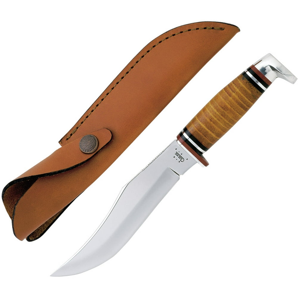 Case xx polished leather 6 fixed blade hunter stainless knife knives