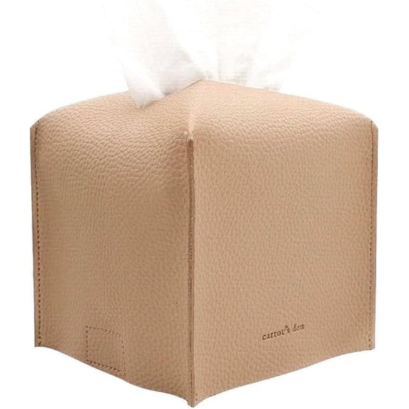 2 Pack Tissue Box Cover Holder - PU Leather Box Holder Decorative on Table for Tabletop, Bathroom, Home Office