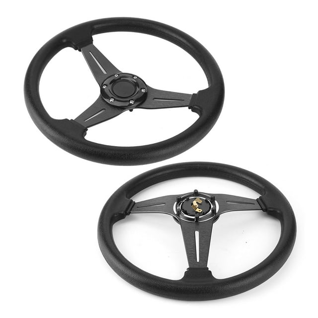 Universal Racing Steering Wheel, 14Inch 6 Bolt Anti Slip PU and Aluminum Gaming Steering Wheel with Horn Button for Racing / Car Sim Driving / JDM Sports Racing Steering Wheel