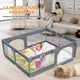 thumbnail image 4 of 200×180×66 Corral para Bebés con Grande Tapete,Corral de Juegos para Bebe con 30 Pelotas Oceánicas,4 Asas,Aros de Baloncesto,Bolsa de Almacenaje,Malla Transpirable y Almohadillas Antideslizantes,Gris, 4 of 8