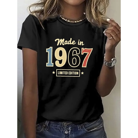 Vintage 1967 Birthday T-Shirt Retro Made in 1967 Limited Edition Graphic Tee Classic Anniversary Gift Top for Adults