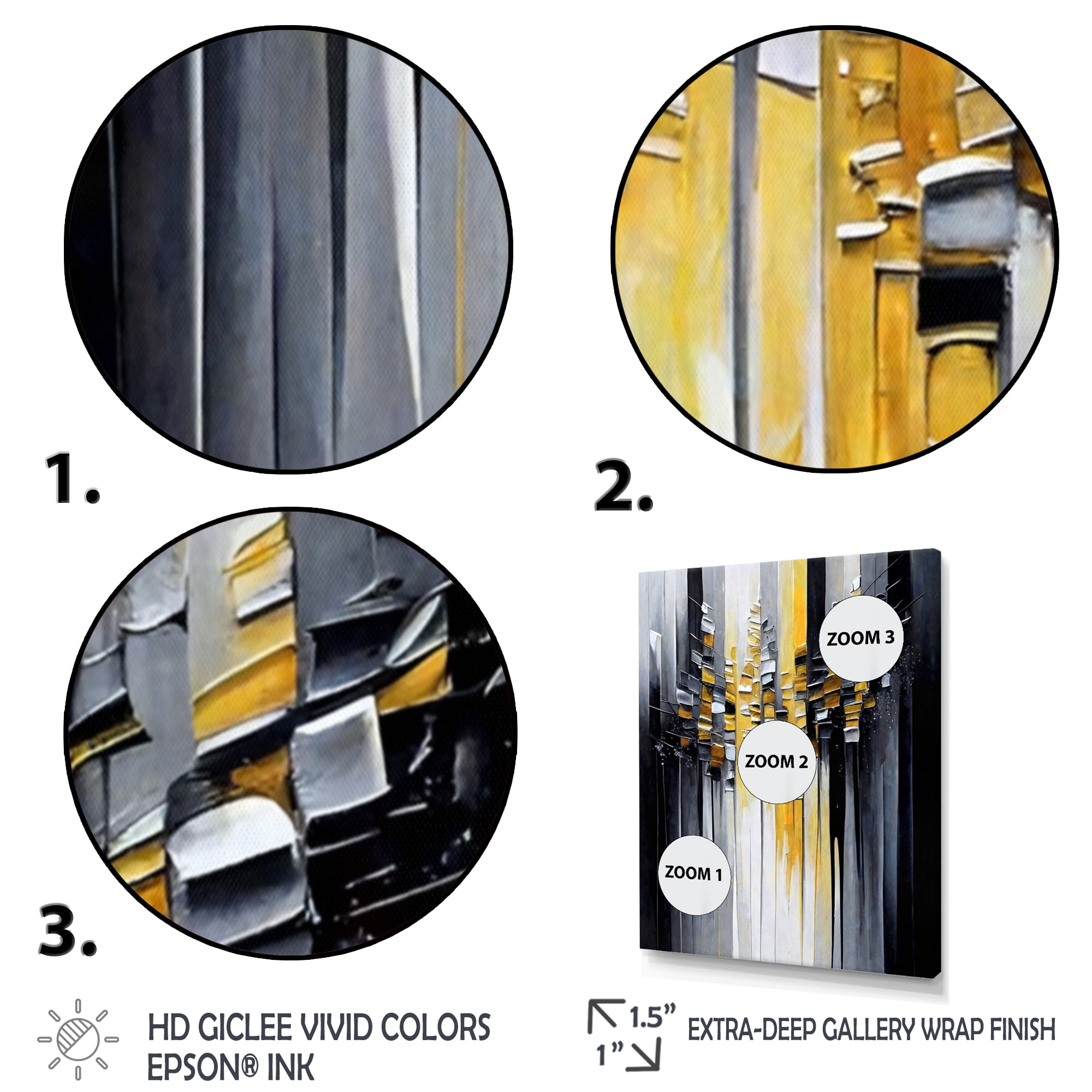 Designart Abstract Geometric Black And Yellow III Canvas Wall Art