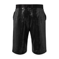 thumbnail image 5 of Shiny Metallic Wet Look Sequin Shorts for Men Summer Elastic Waist Straight Leg Sparkly Sequin Shorts with Pockets, 5 of 5