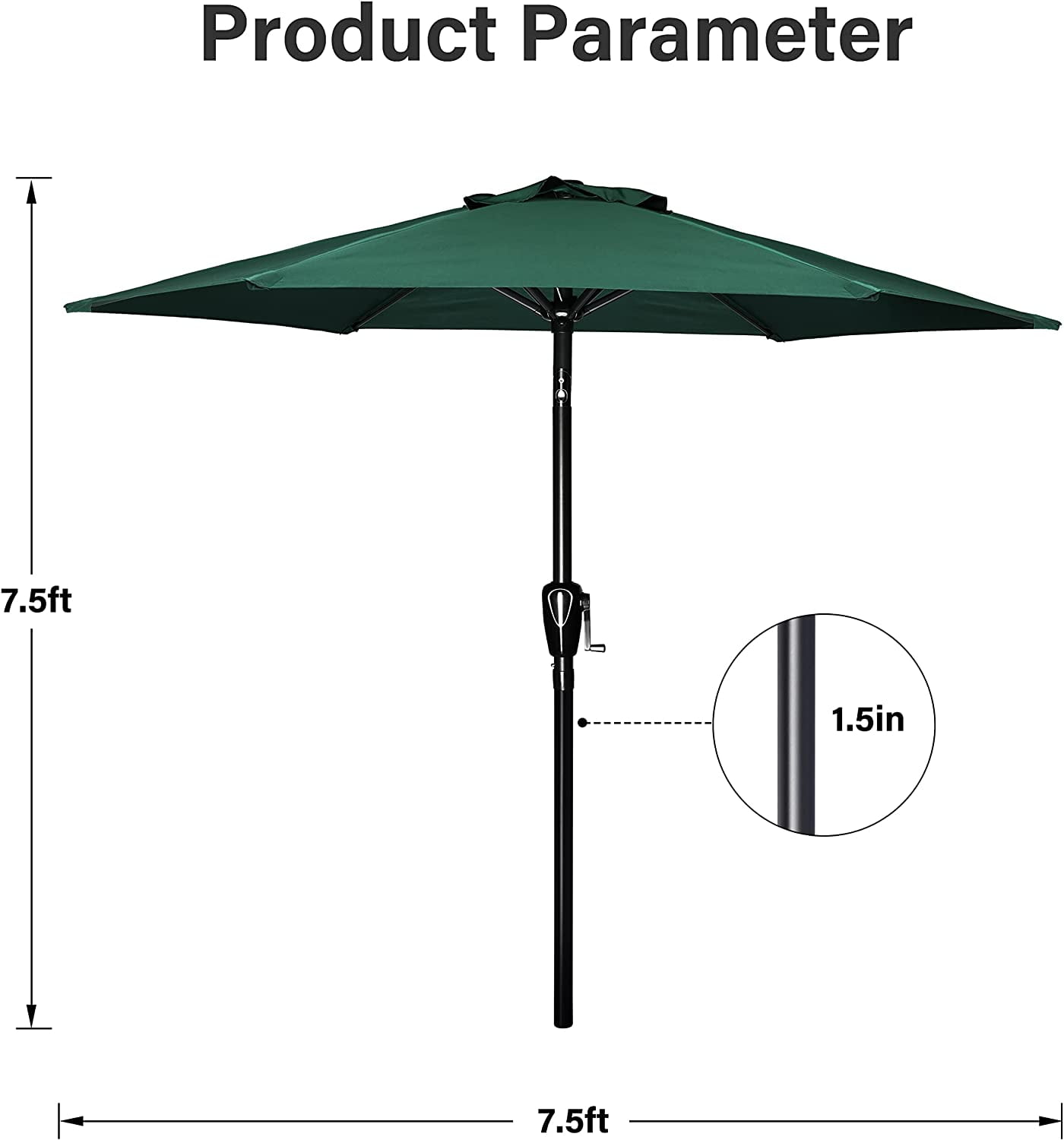 9FT Patio Umbrella, NonFading Outdoor Table Yard Umbrella， UV Protect