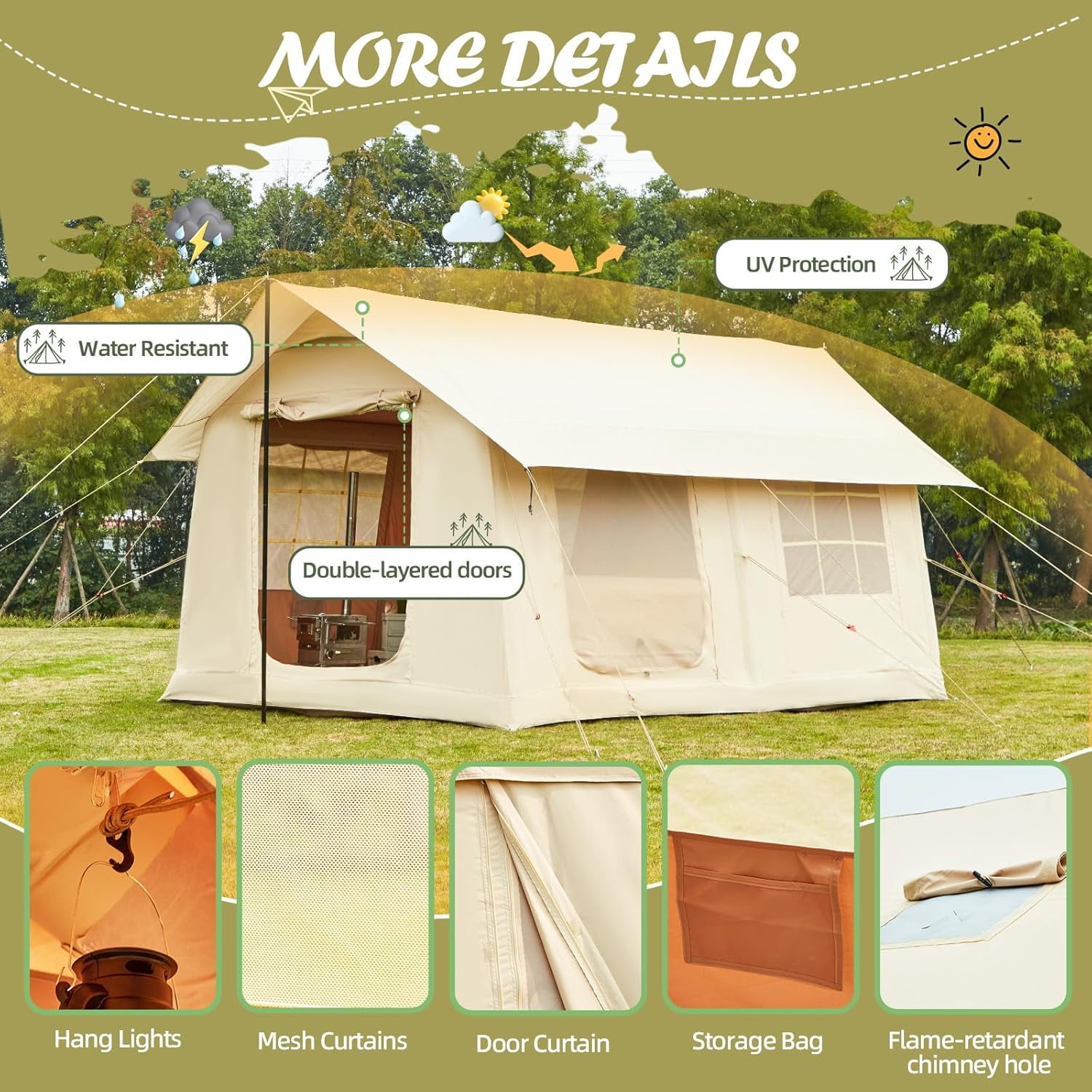 テント　yah Mon  EROMMY 8-Person Camping Tent with Hand Pump, Inflatable